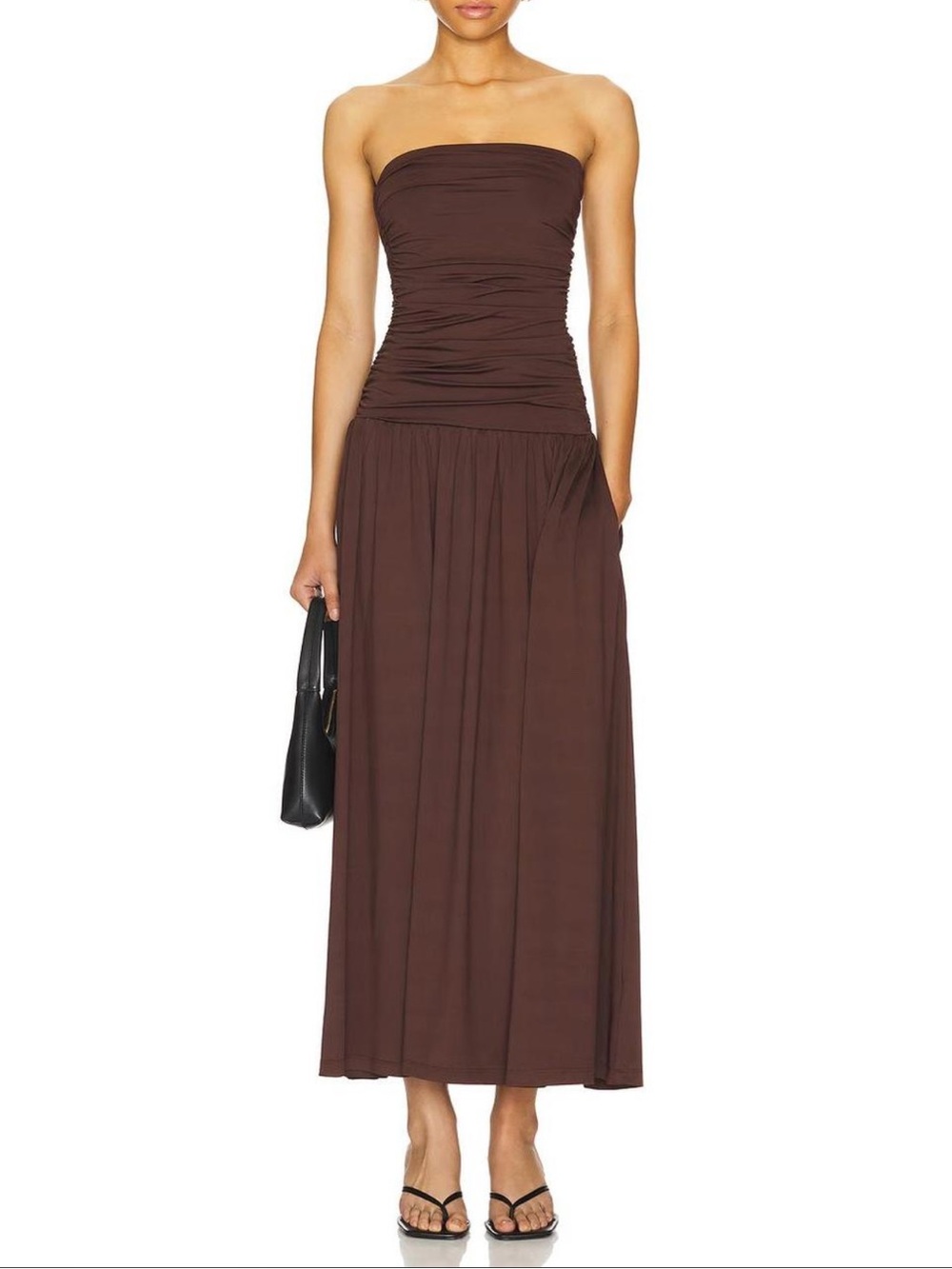 Strapless Brown Maxi Dress